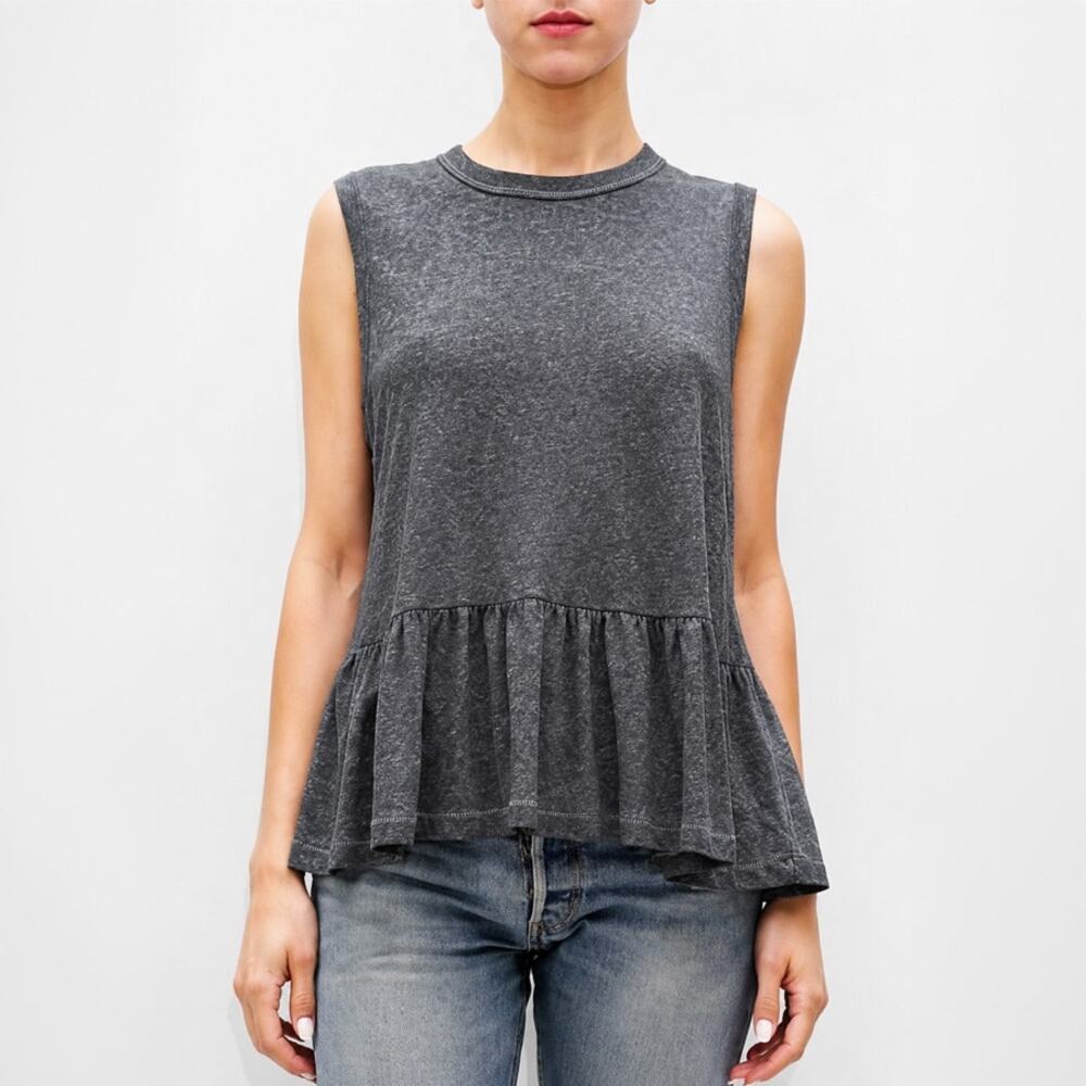The Great. Heather Gray Sleeveless Peplum Tank Top Size 1